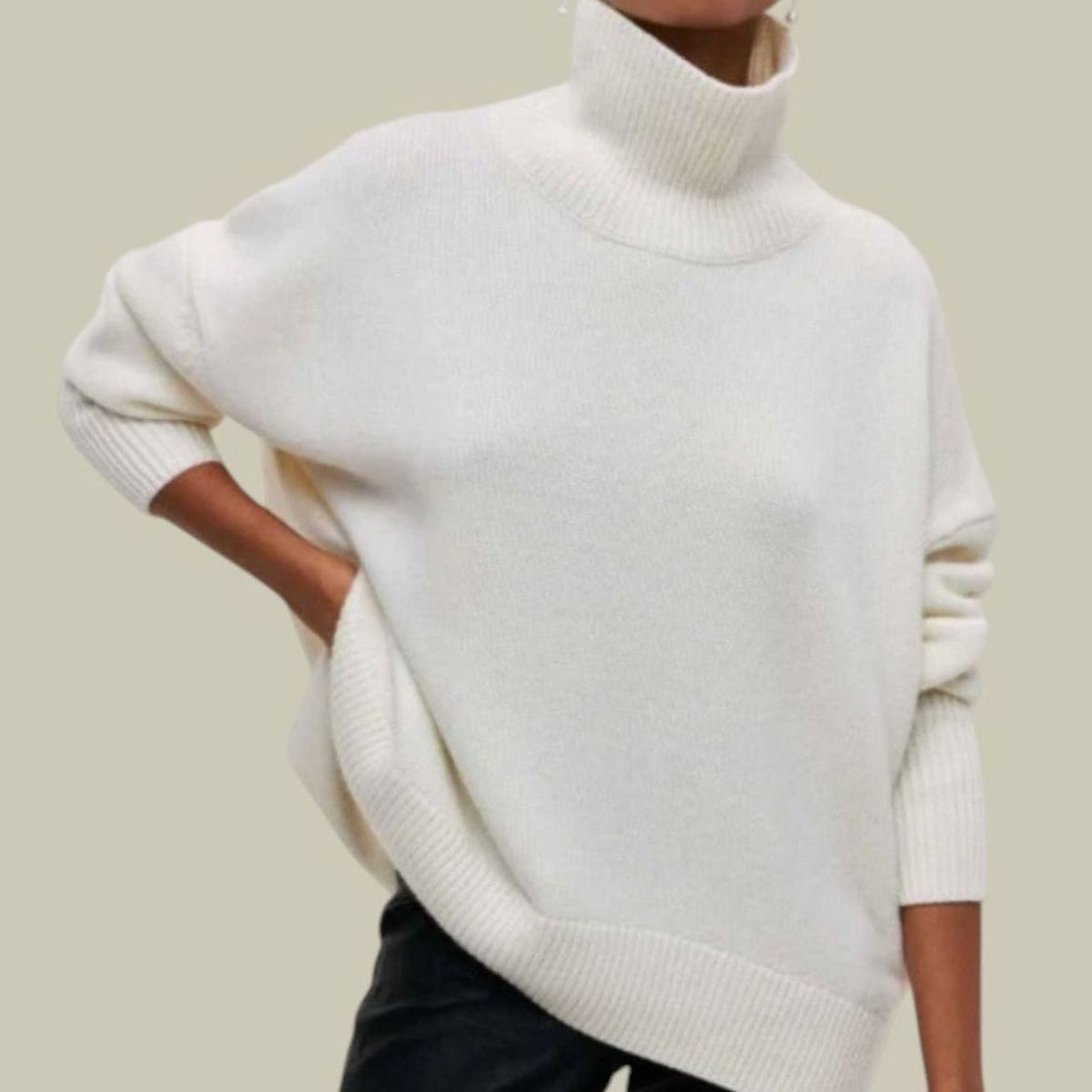 Women's Oversized Chunky Turtleneck Knit Sweater - Blue