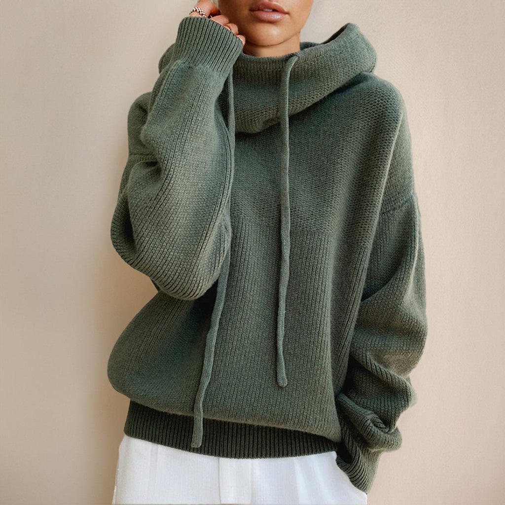 Women's Oversized Merino Wool Hooded Turtleneck Sweater