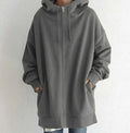Women's Oversized Longline Full-Zip Hoodie - Gray