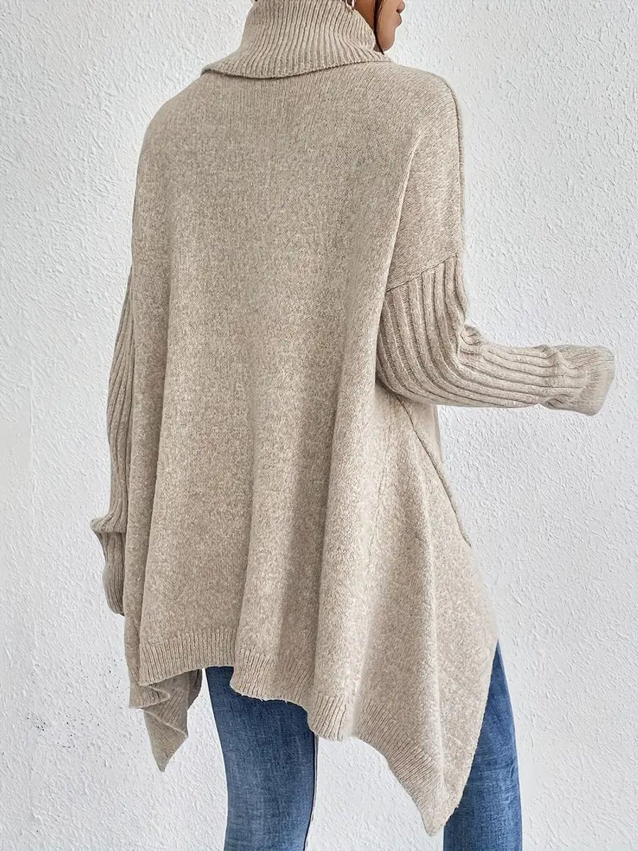 Women's Oversized High-Low Turtleneck Sweater