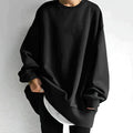 Women's Oversized Drop Shoulder Tunic Sweater - Black