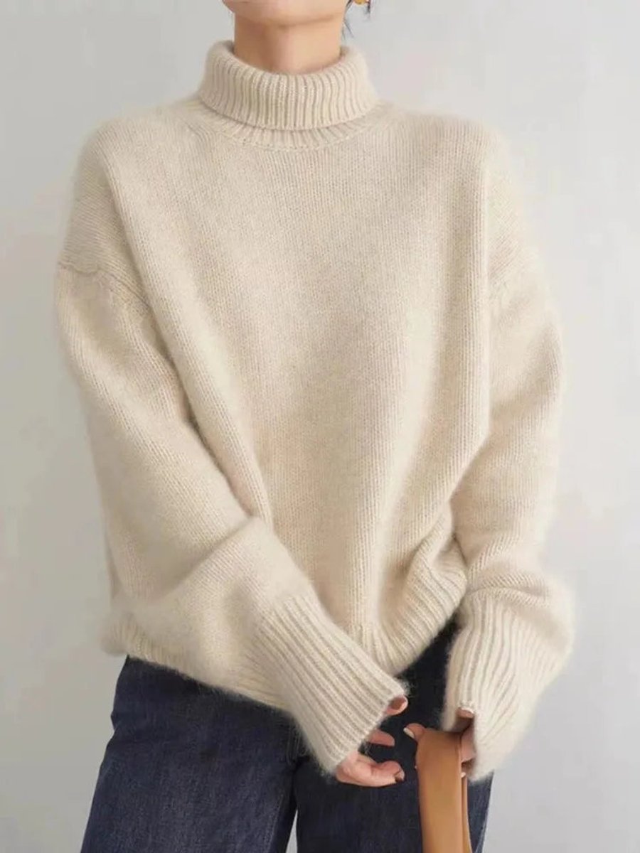 Women's Oversized Turtleneck Soft Knit Sweater