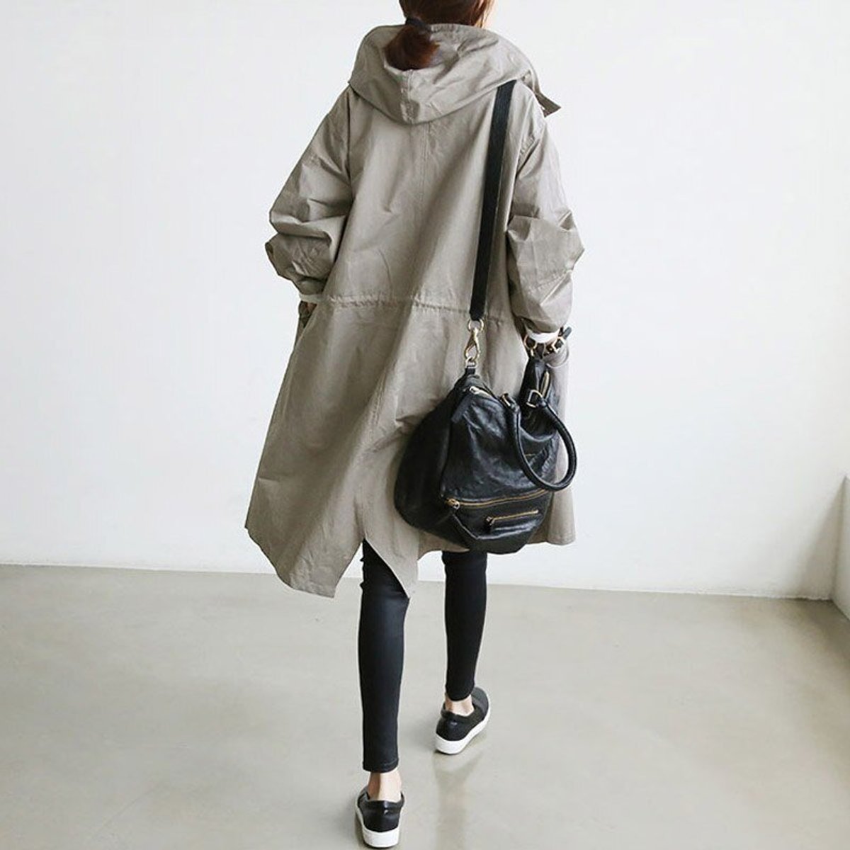 Women's Oversized Water-Resistant Button-Front Trench Coat