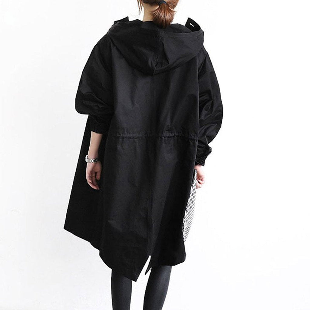 Women's Oversized Water-Resistant Button-Front Trench Coat