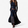 Women's Plaid Patchwork Maxi Dress - Royal Blue