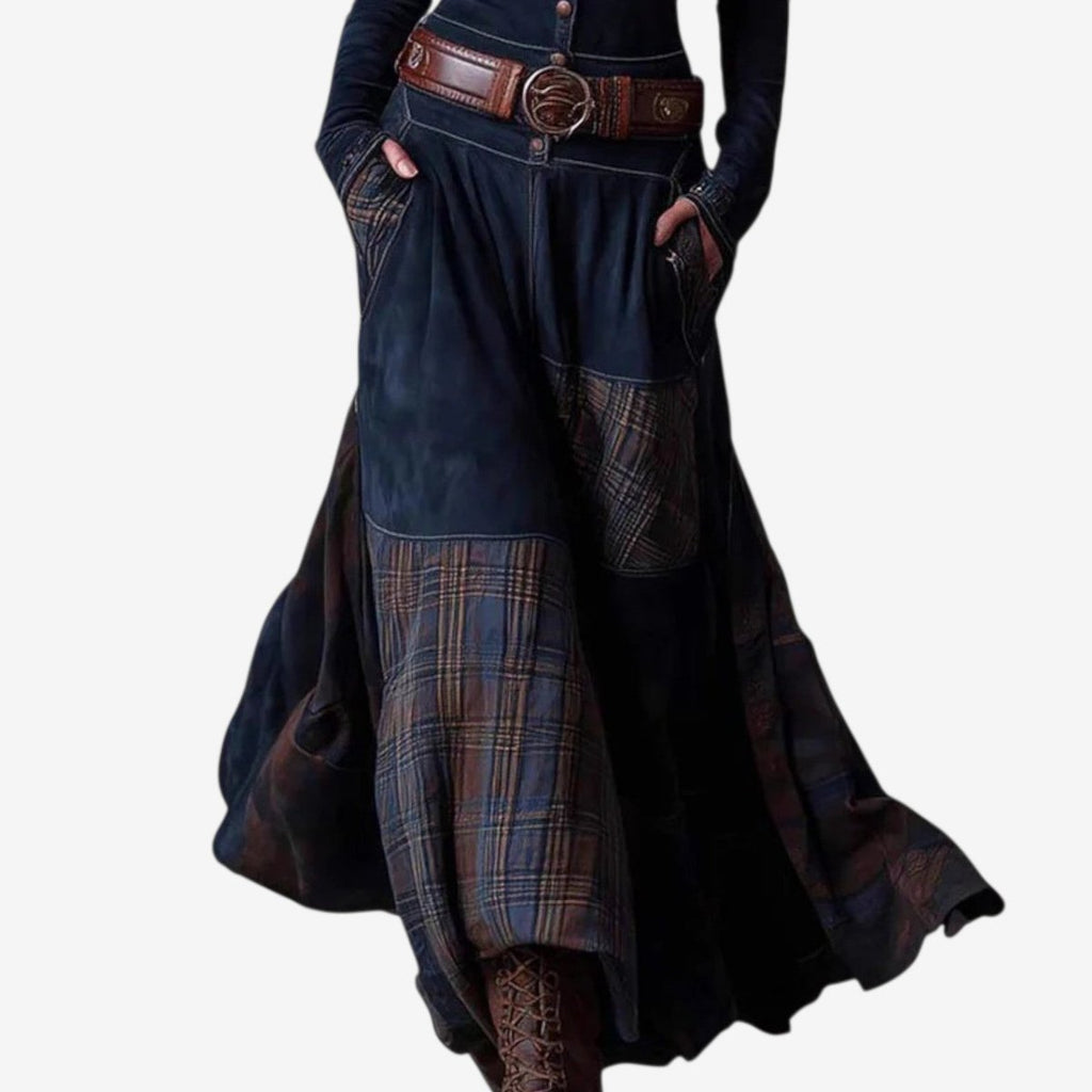 Women's Plaid Patchwork Maxi Dress