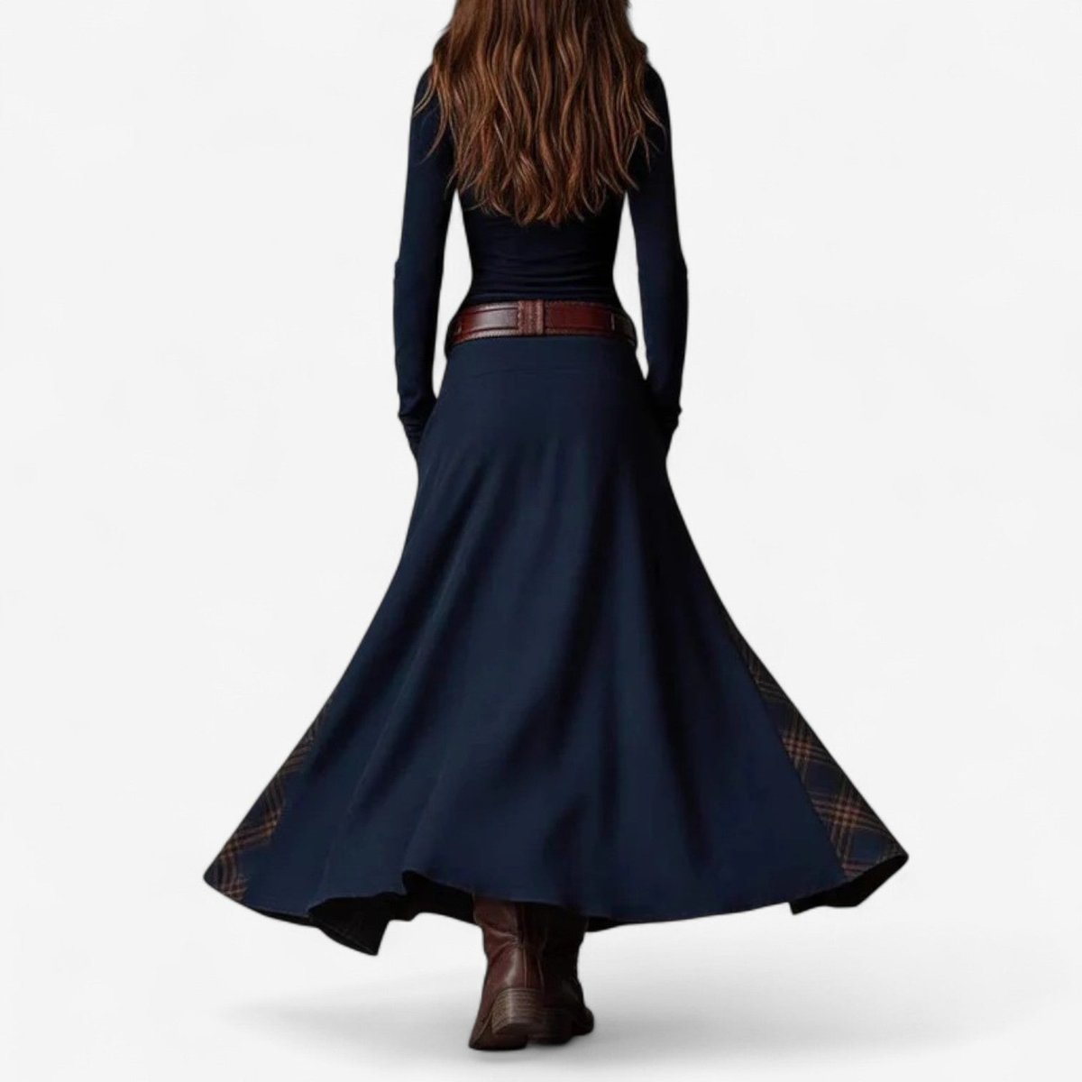 Women's Plaid Patchwork Maxi Dress