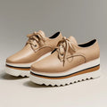 Women's Lace-Up Platform Oxford Sneakers - Beige