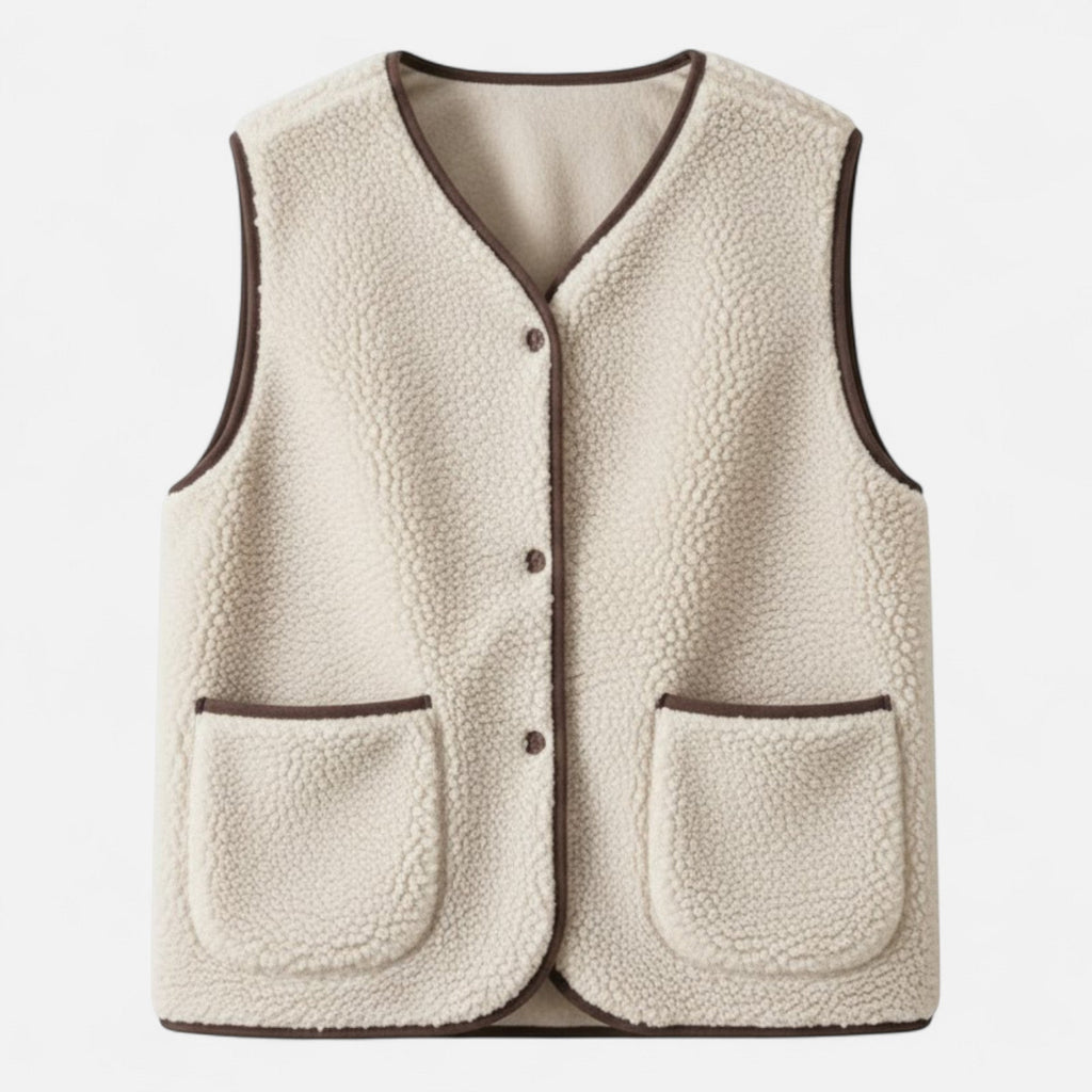 Women's Plush Soft Knit Blend Vest - Beige