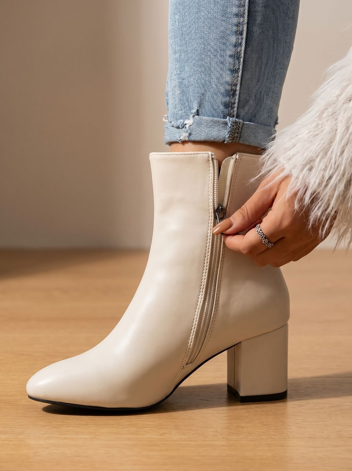 Women's Pointed Toe Chunky Block Heel Ankle Boots