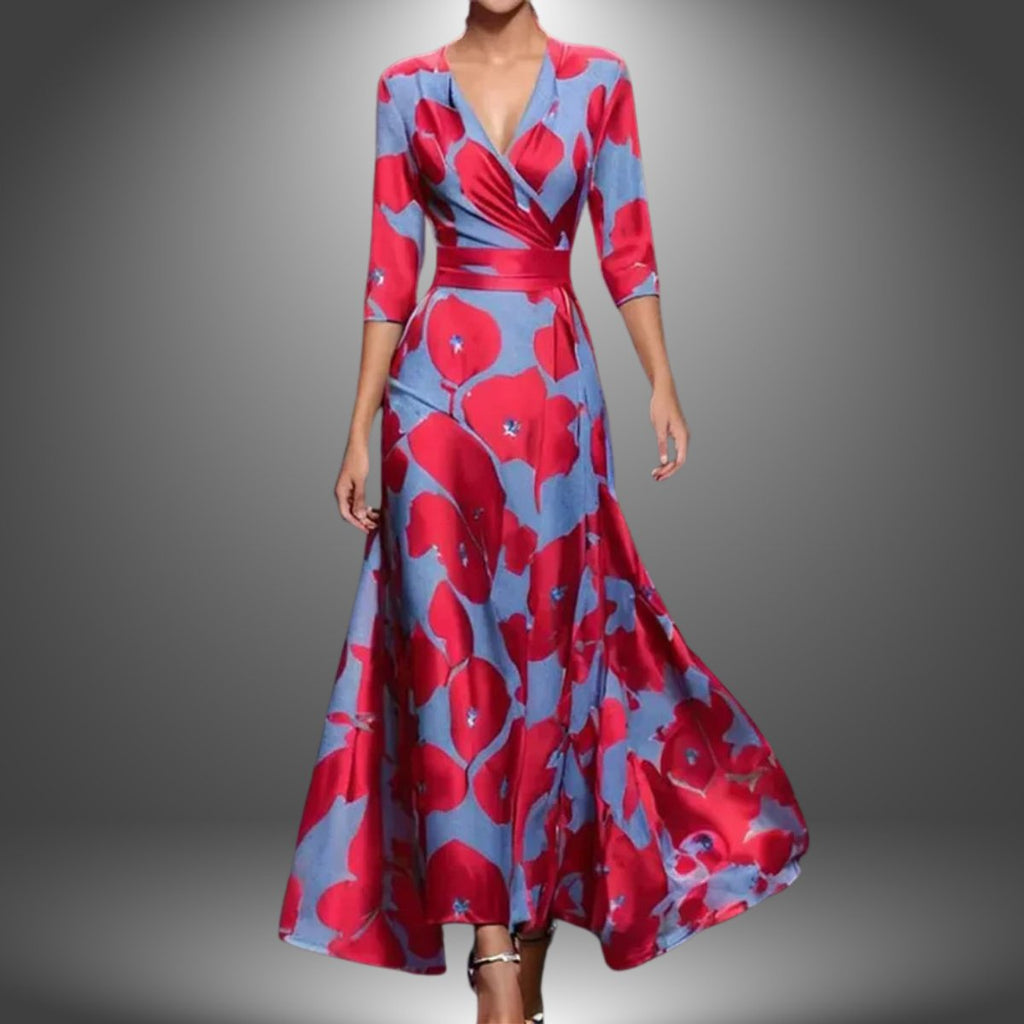 Women's Printed 3/4 Sleeve Wrap Dress