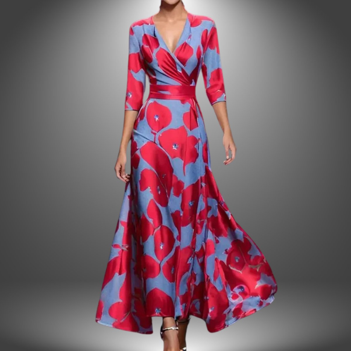 Women's Printed 3/4 Sleeve Wrap Dress