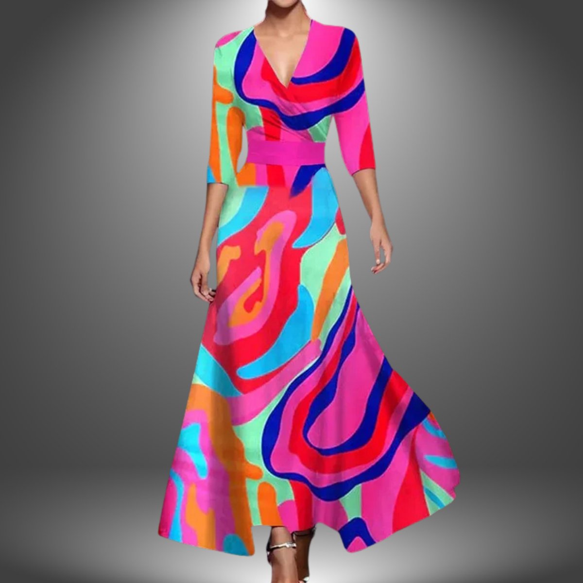 Women's Printed 3/4 Sleeve Wrap Dress