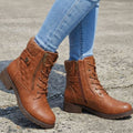 Women's Quilted Faux Leather Knit-Cuff Ankle Boots - Brown