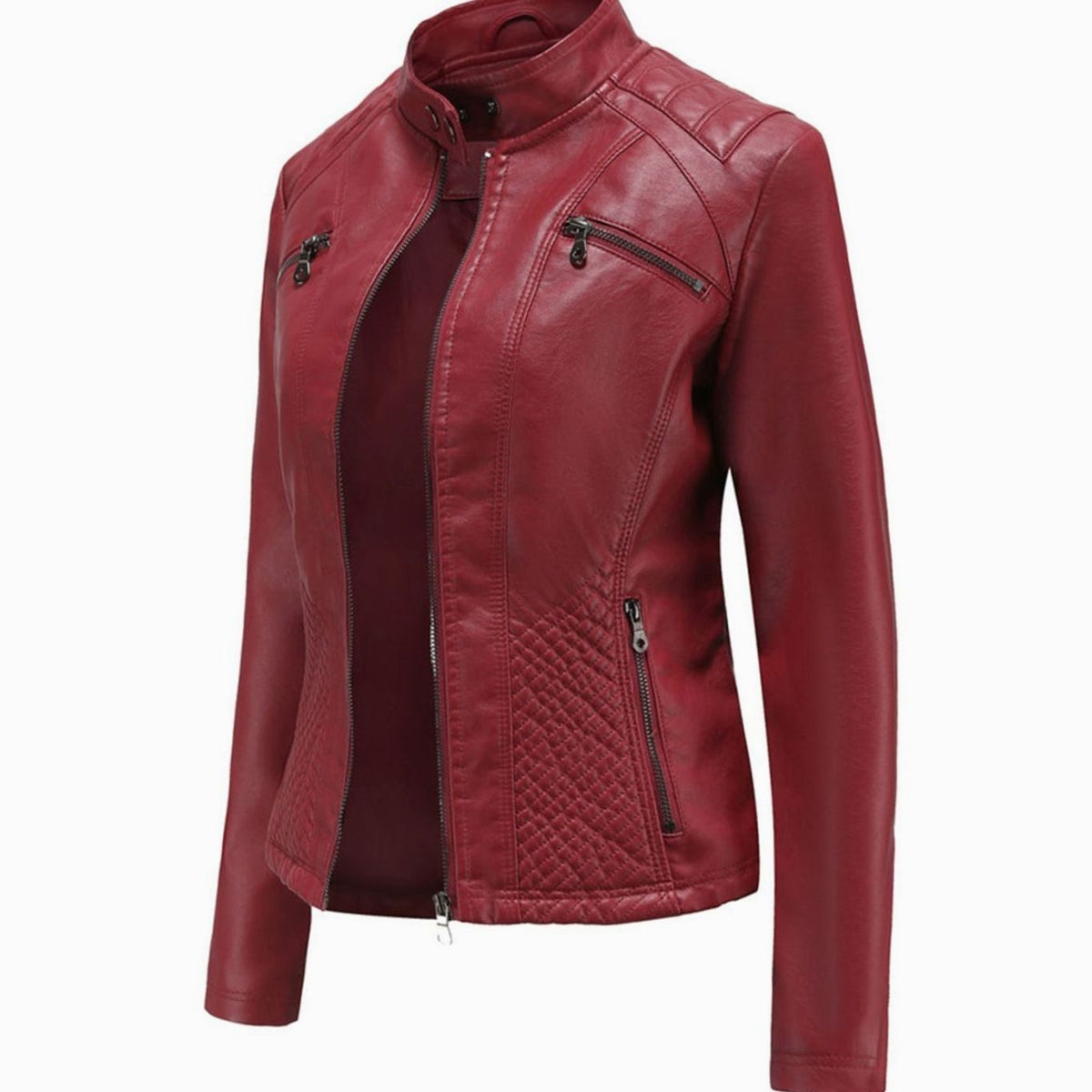 Women's Quilted Faux Leather Biker Jacket