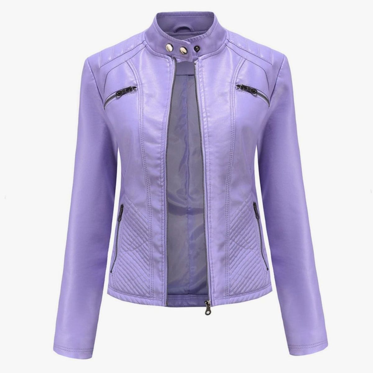 Women's Quilted Faux Leather Biker Jacket