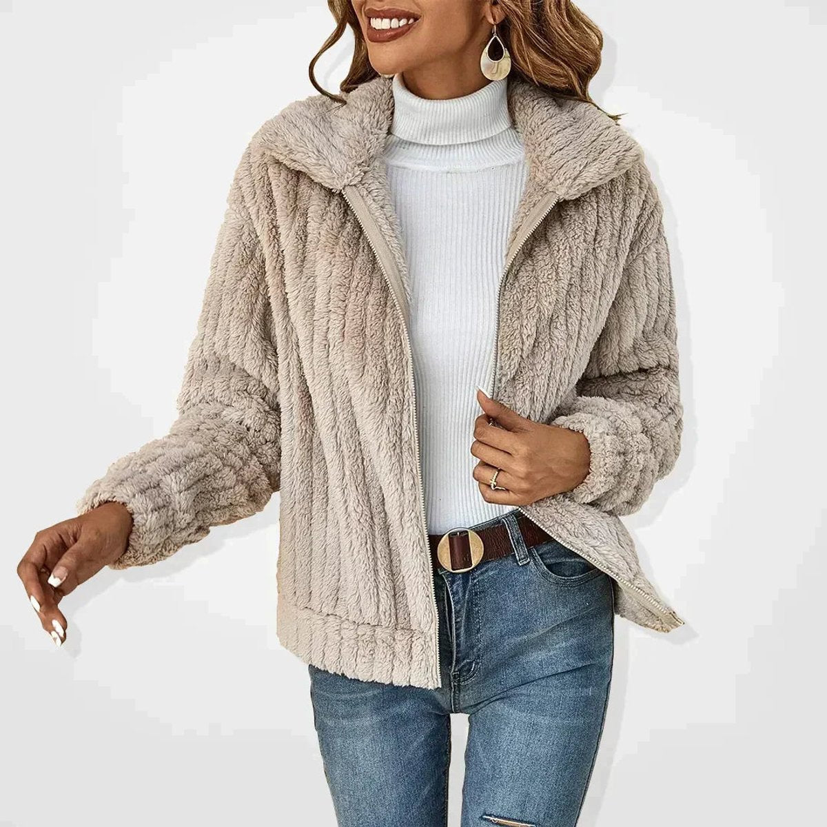 Women's Plush Fleece Zip-Up Jacket