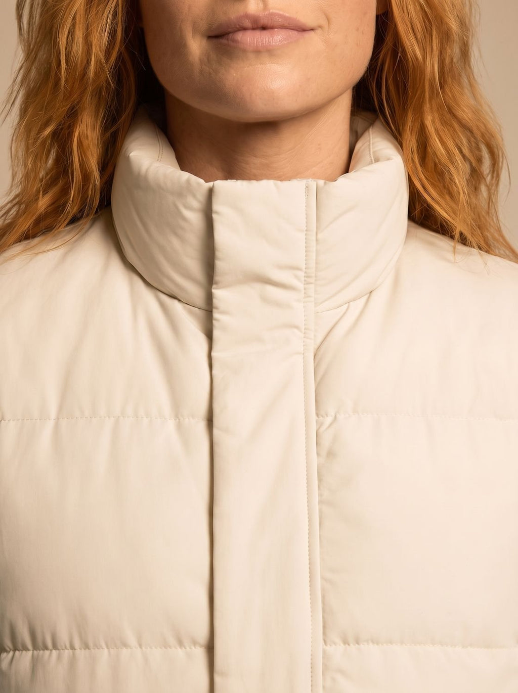 Women's Quilted Puffer Vest with High Neck and Flap Pockets