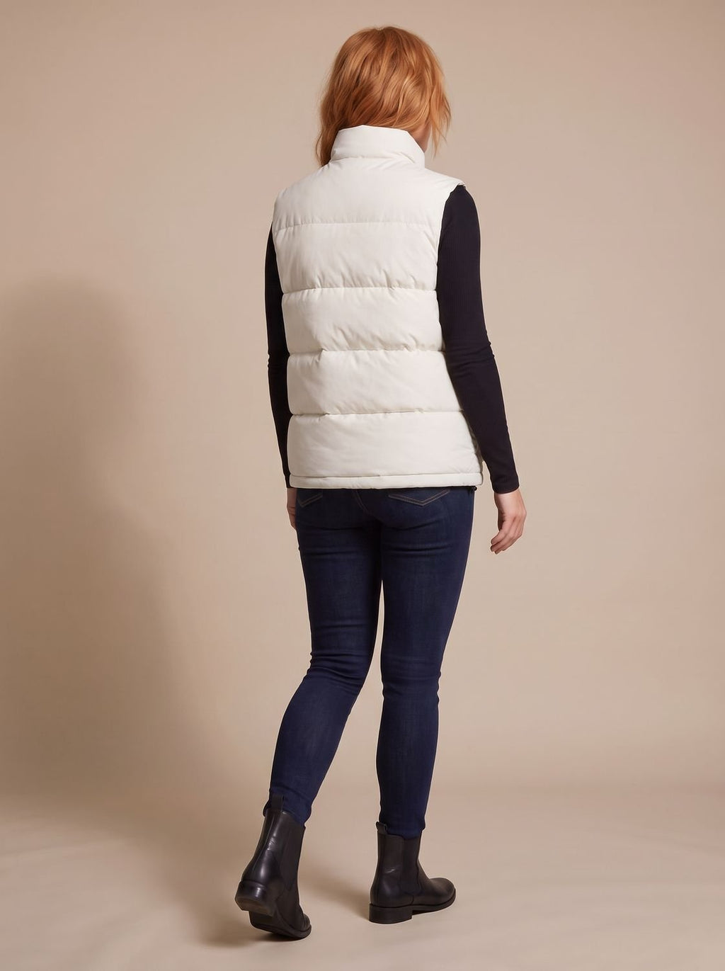 Women's Quilted Puffer Vest with High Neck and Flap Pockets