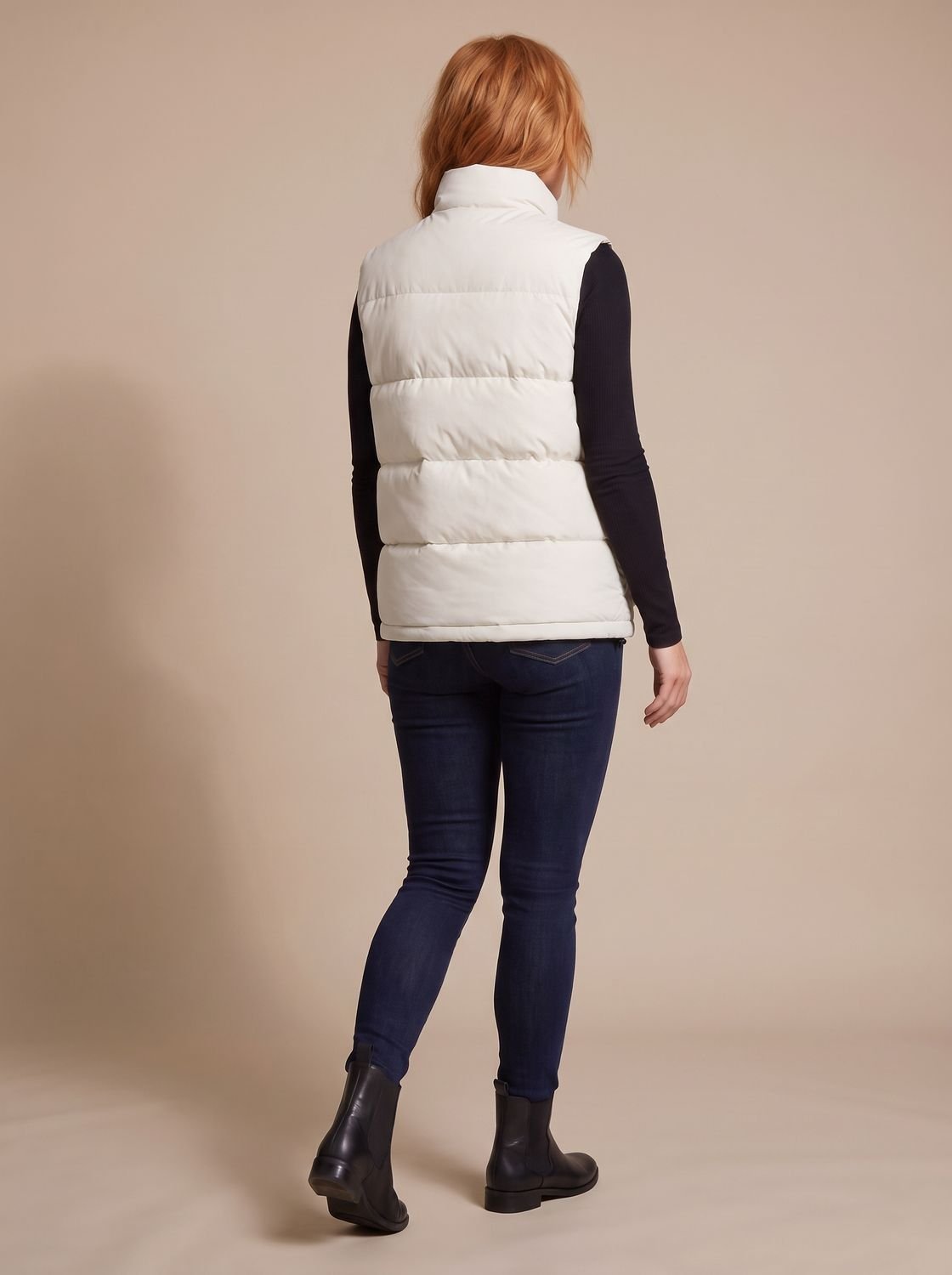 Women's Quilted Puffer Vest with High Neck and Flap Pockets