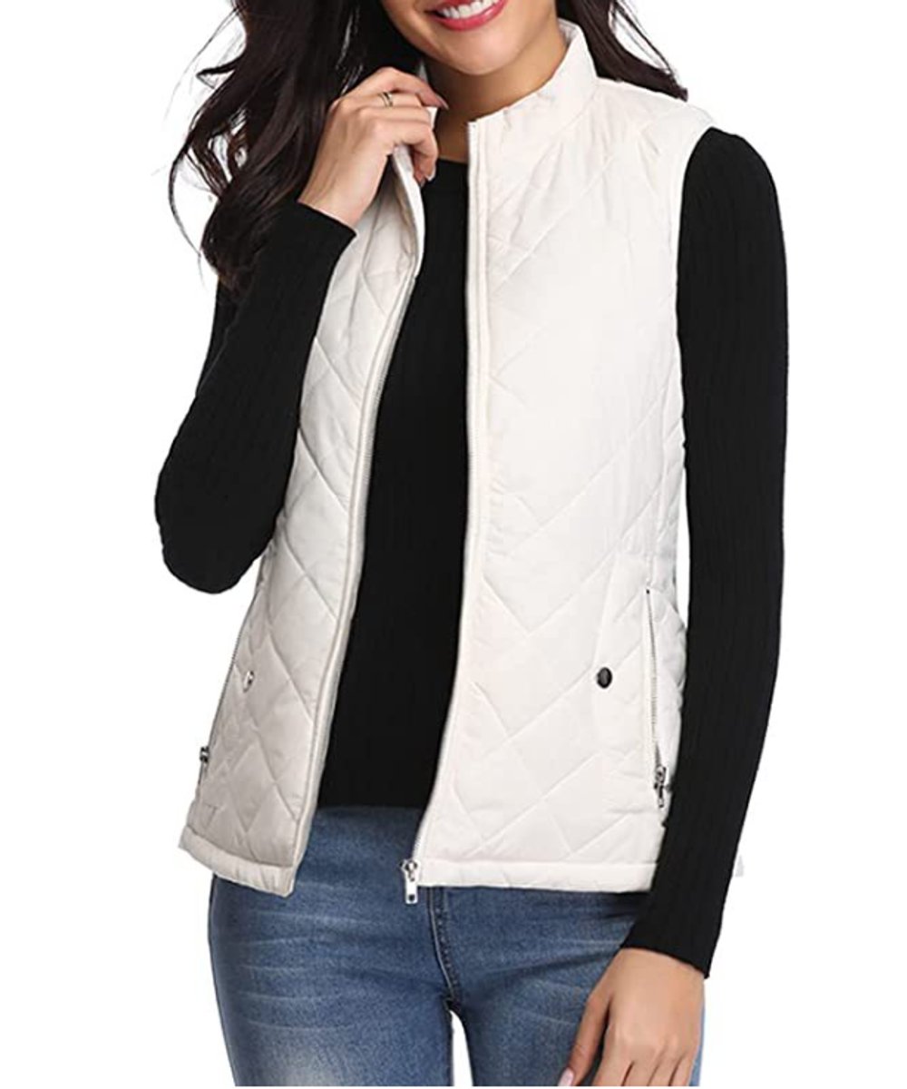 Women's Snap-Pocket Quilted Puffer Vest