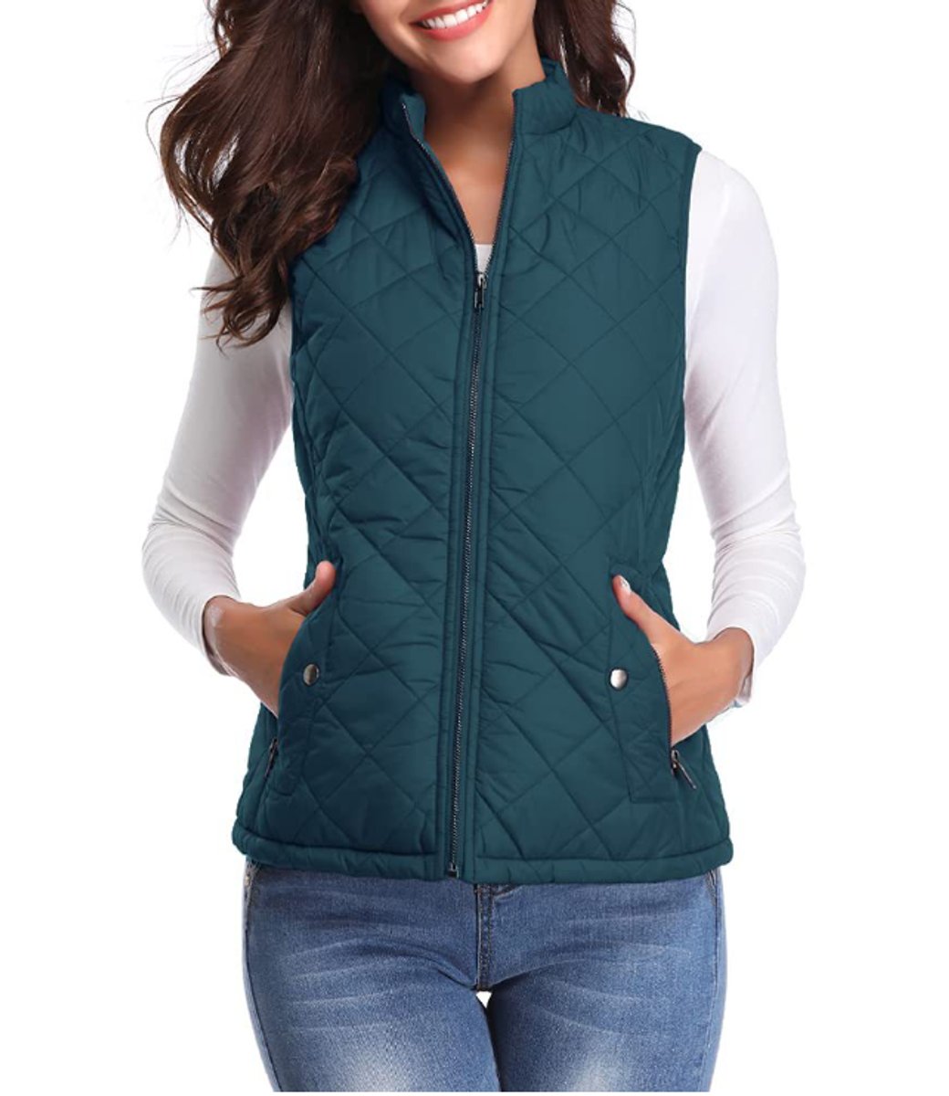 Women's Snap-Pocket Quilted Puffer Vest
