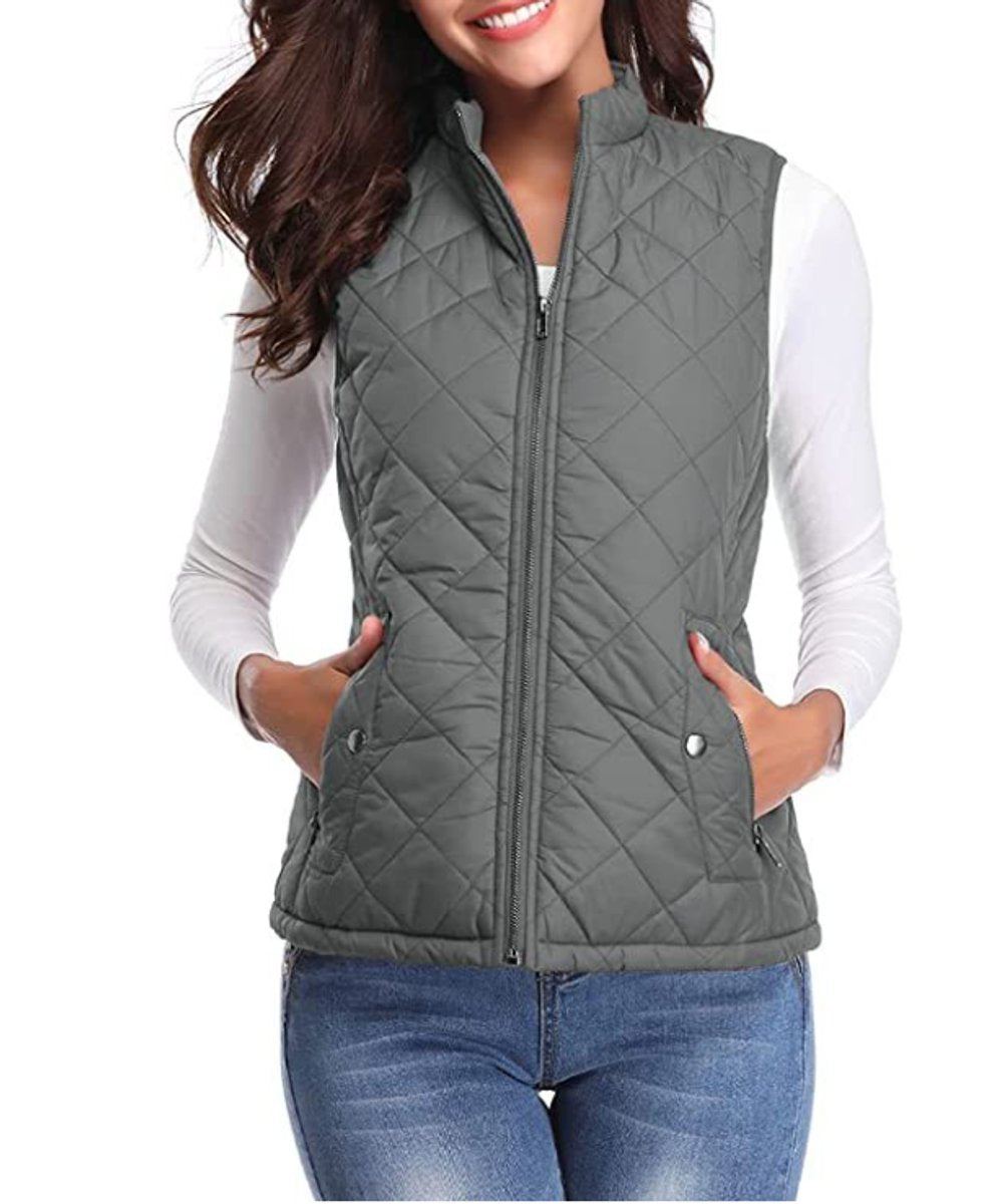 Women's Snap-Pocket Quilted Puffer Vest