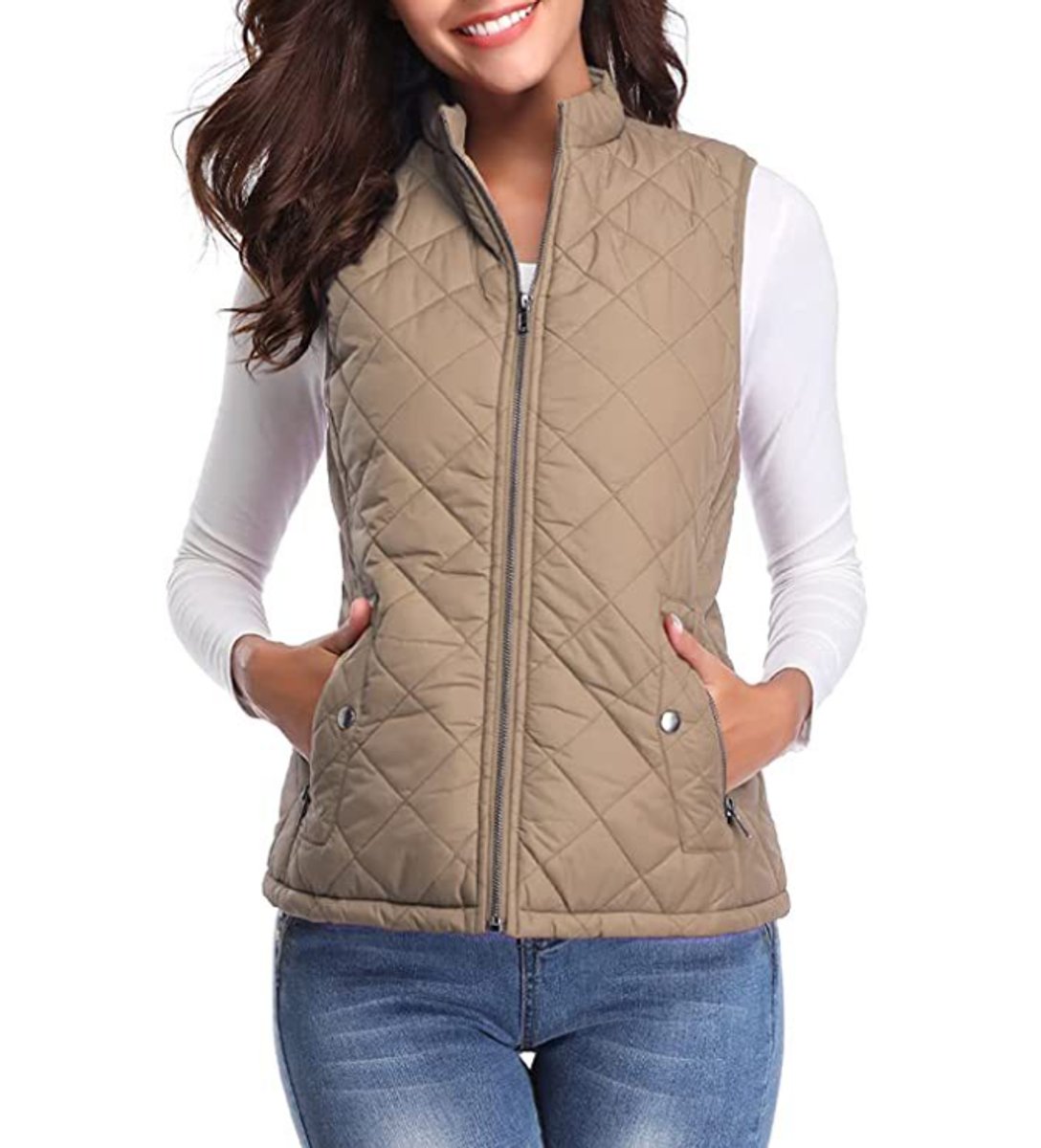 Women's Snap-Pocket Quilted Puffer Vest