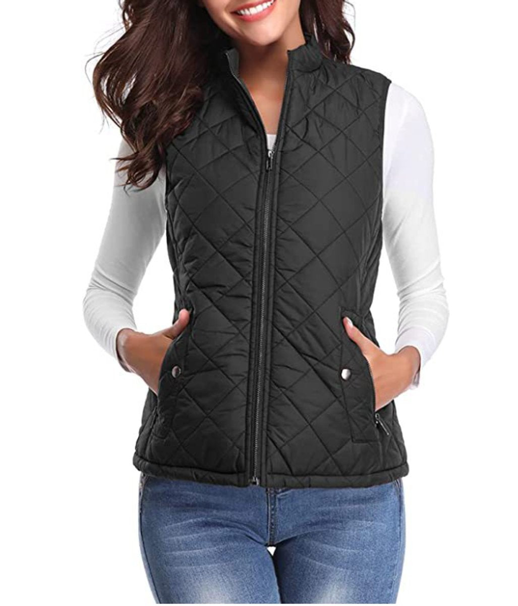 Women's Snap-Pocket Quilted Puffer Vest