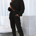Women's Relaxed Crewneck Sweatshirt and Jogger Set - Black