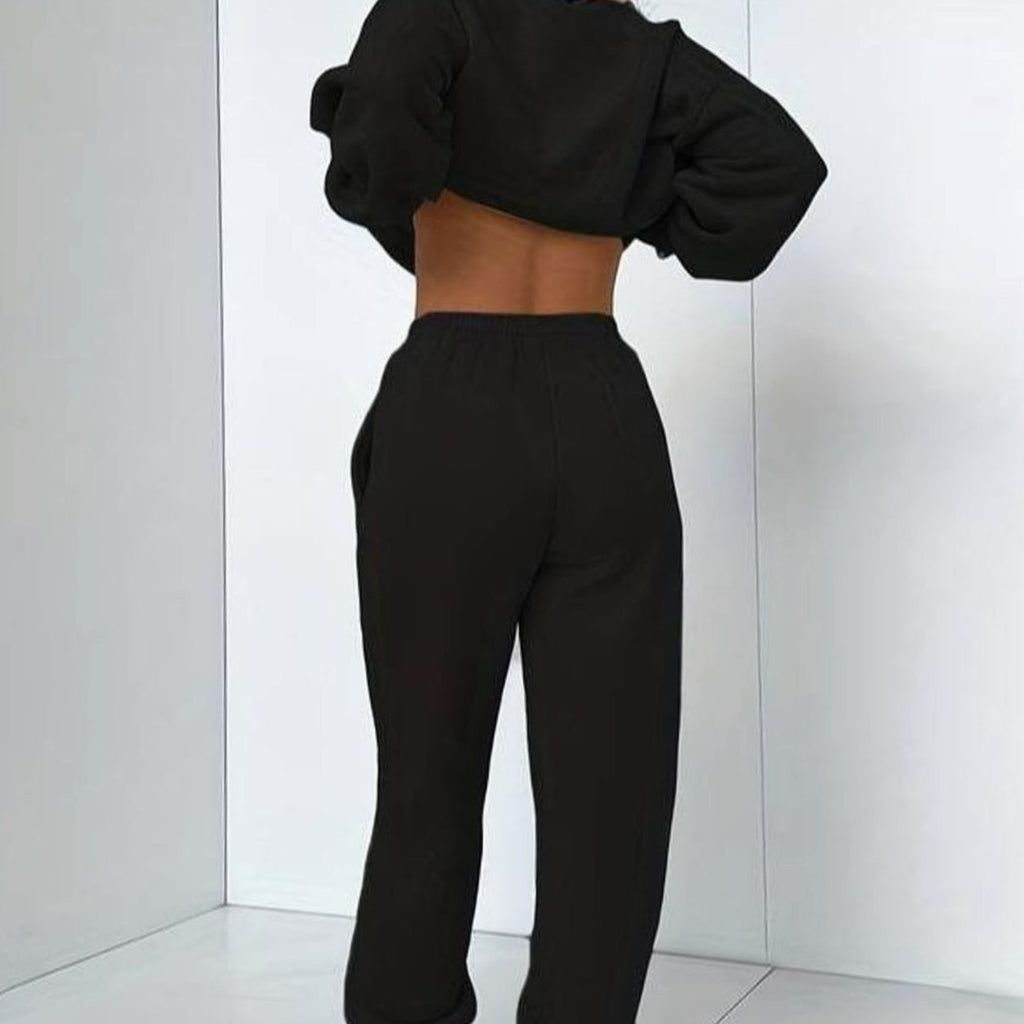 Women's Relaxed Crewneck Sweatshirt and Jogger Set - White