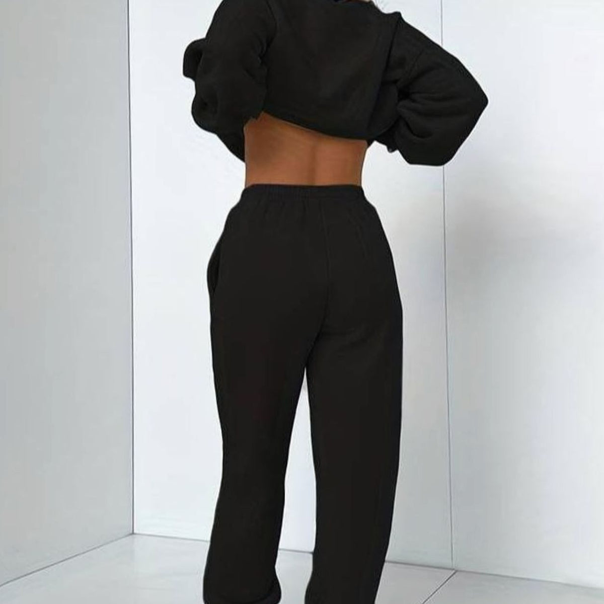 Women's Relaxed Crewneck Sweatshirt and Jogger Set - White