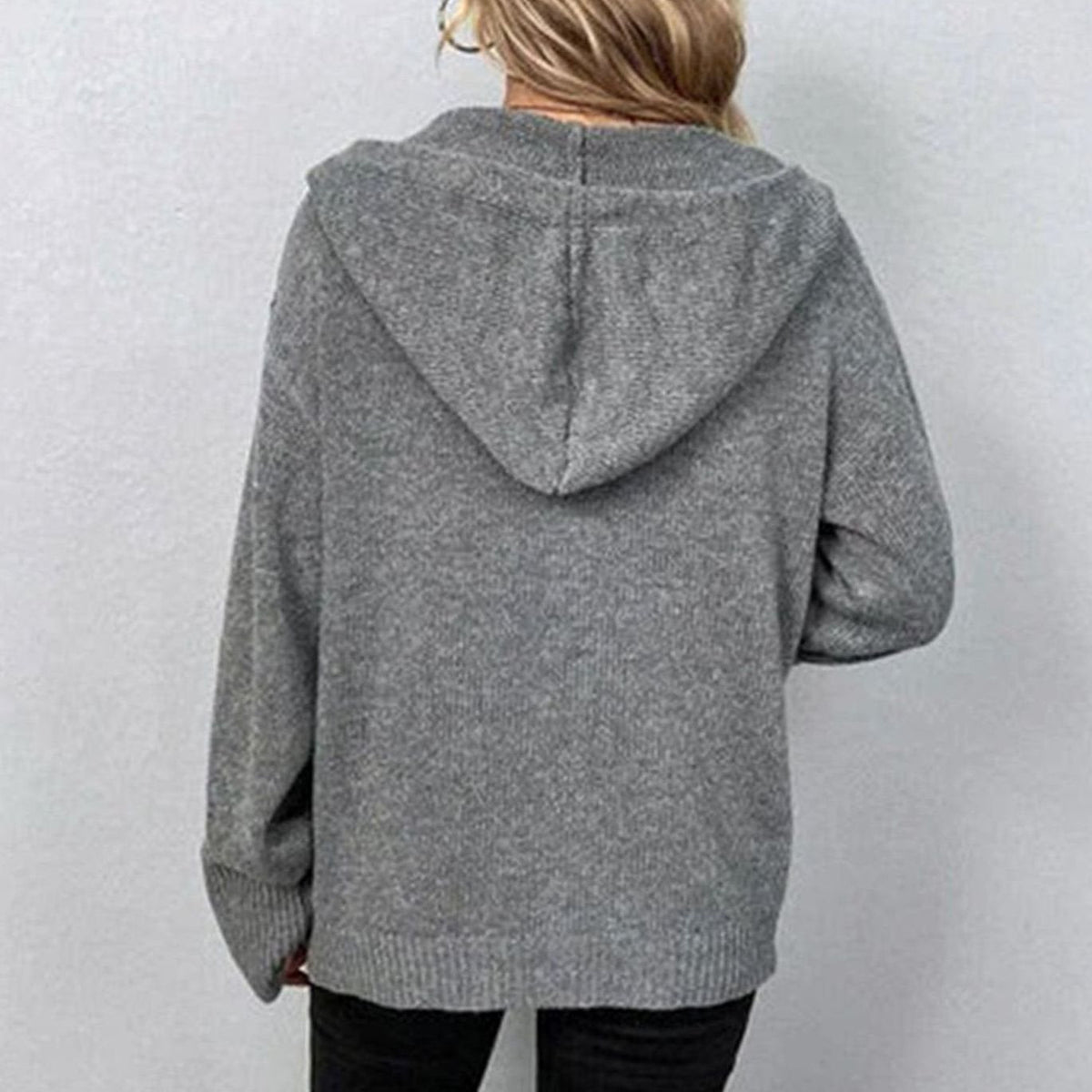Women's Relaxed-Fit Hooded Button Cardigan - White