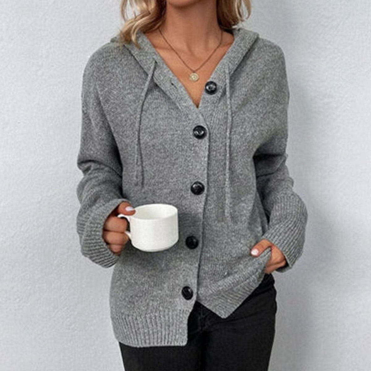 Women's Relaxed-Fit Hooded Button Cardigan