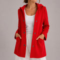 Women's Relaxed Hooded Snap Front Pocket Cardigan - Red