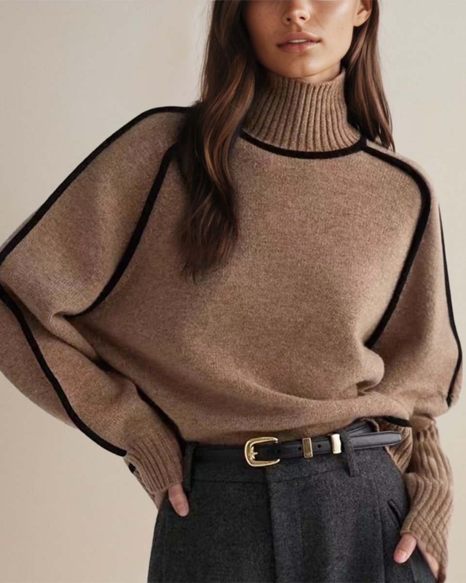 Women's Relaxed-Fit Lantern-Sleeve Knit Turtleneck Sweater