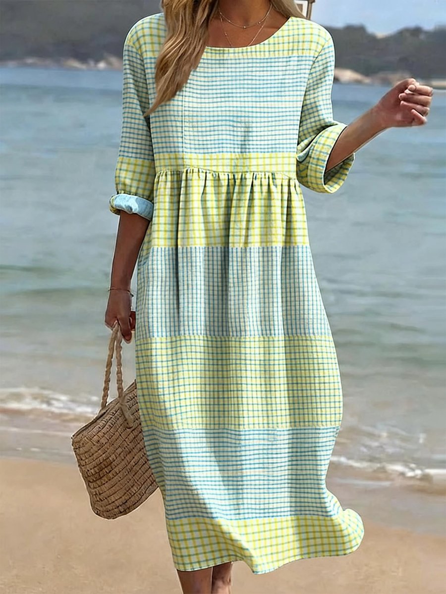 Women's Relaxed Printed Half-Sleeve Midi Dress