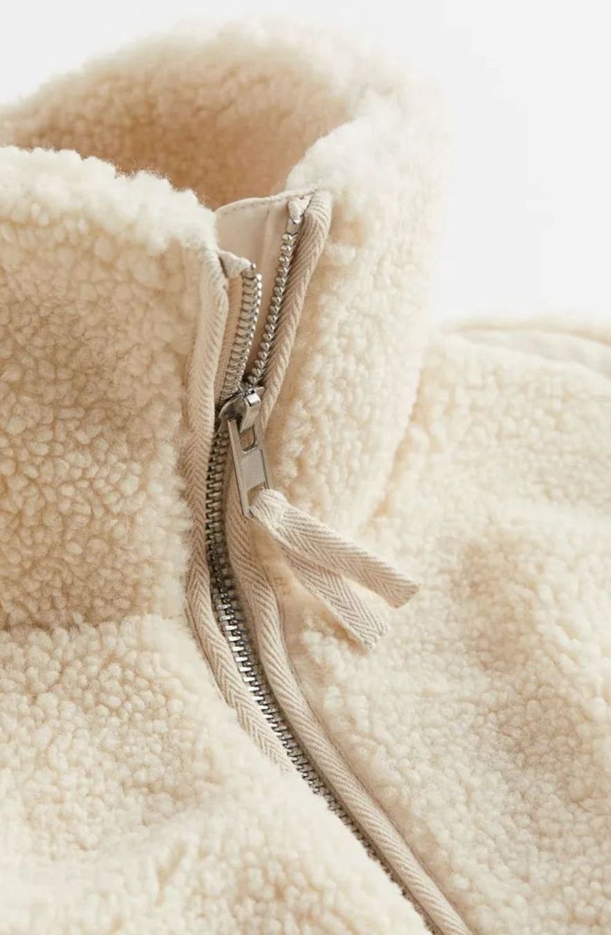 Women's Relaxed High-Neck Teddy Fleece Zip Jacket