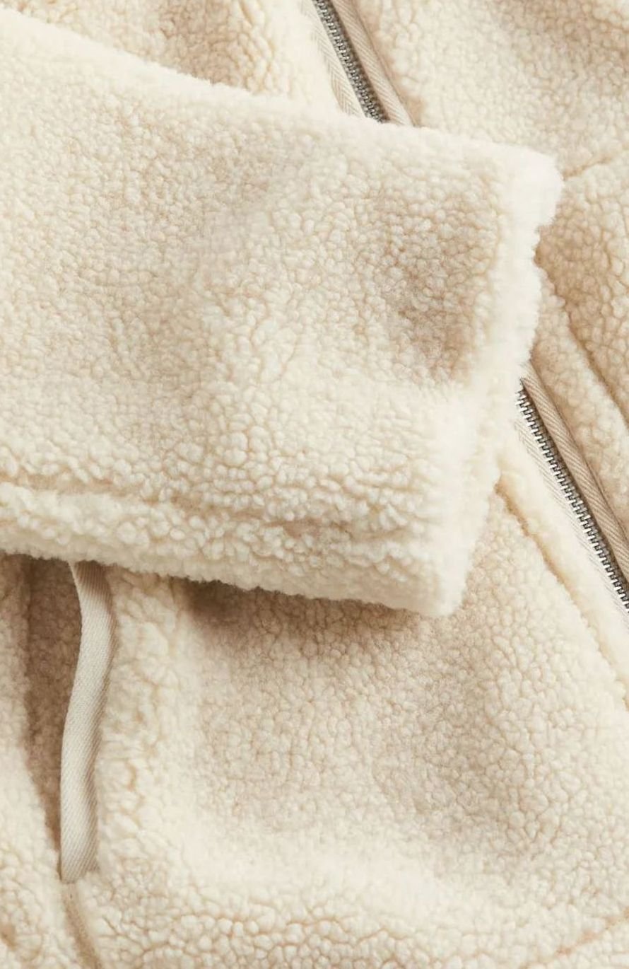 Women's Relaxed High-Neck Teddy Fleece Zip Jacket