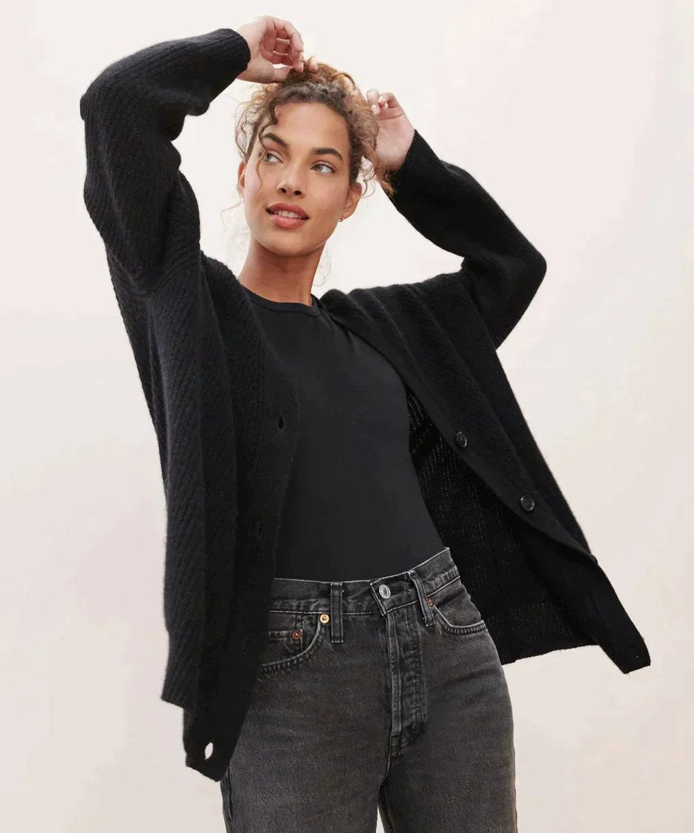 Women's Relaxed-Fit V-Neck Button-Front Cardigan