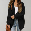 Women's Relaxed Oversized Open-Front Knit Cardigan - Black