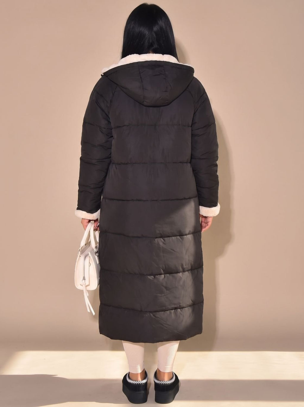 Women's Reversible Sherpa and Quilted Hooded Coat