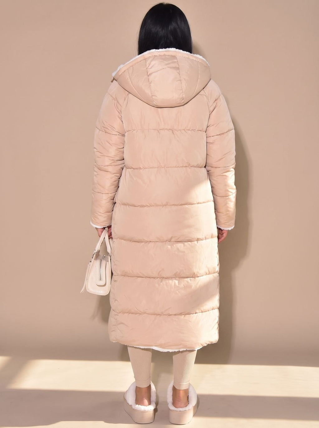 Women's Reversible Sherpa and Quilted Hooded Coat