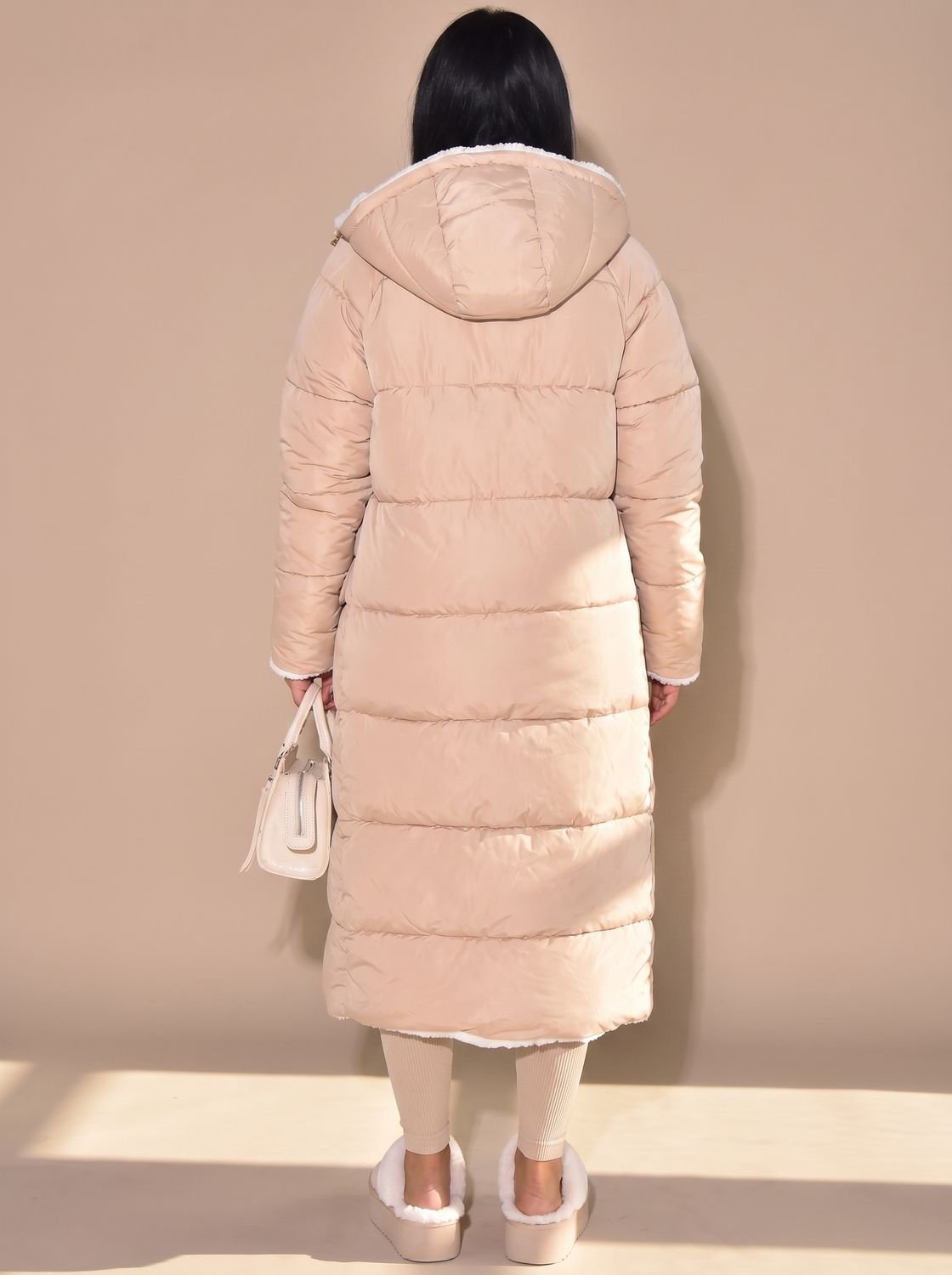 Women's Reversible Sherpa and Quilted Hooded Coat