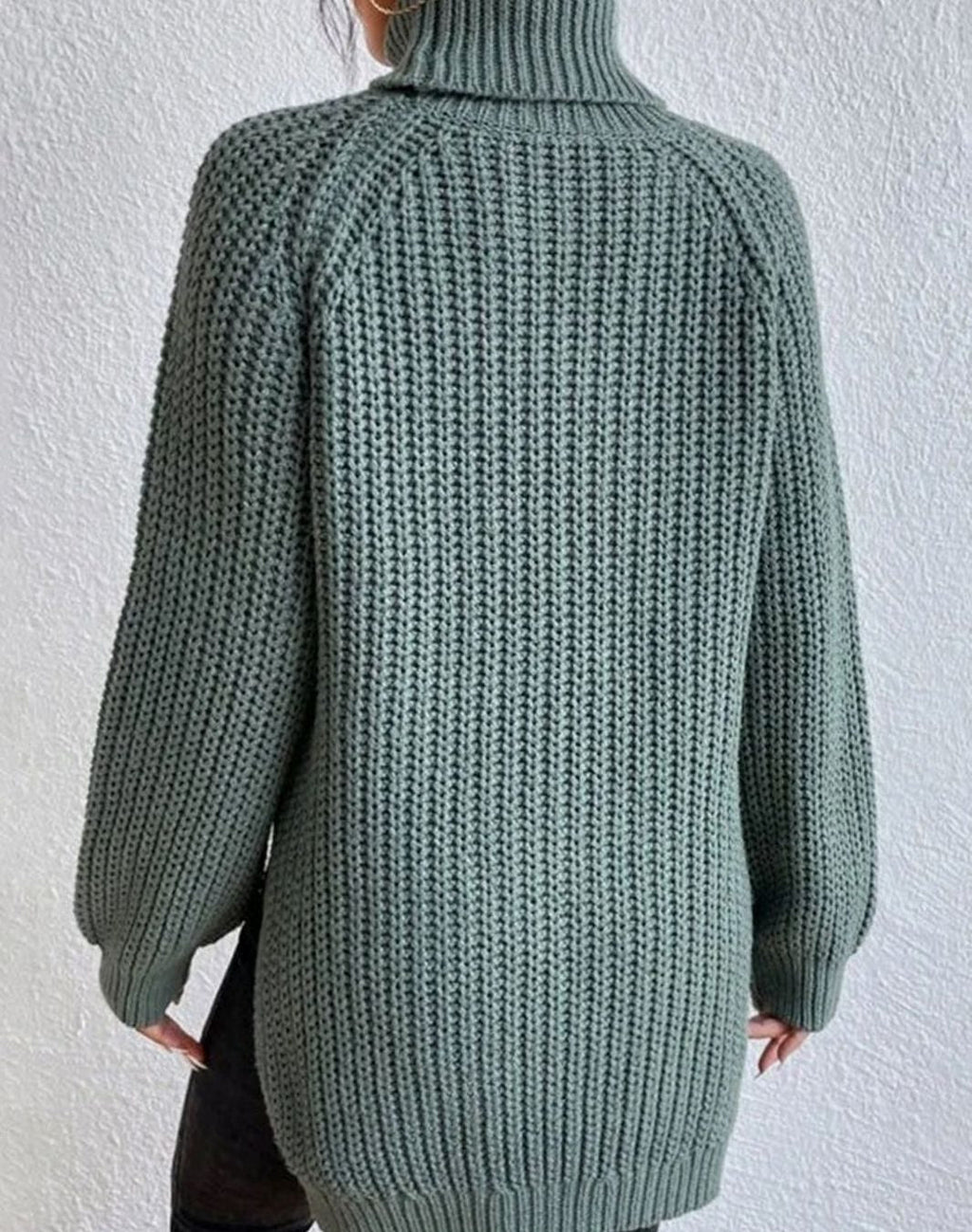 Women's Ribbed Turtleneck Chunky Knit Pullover