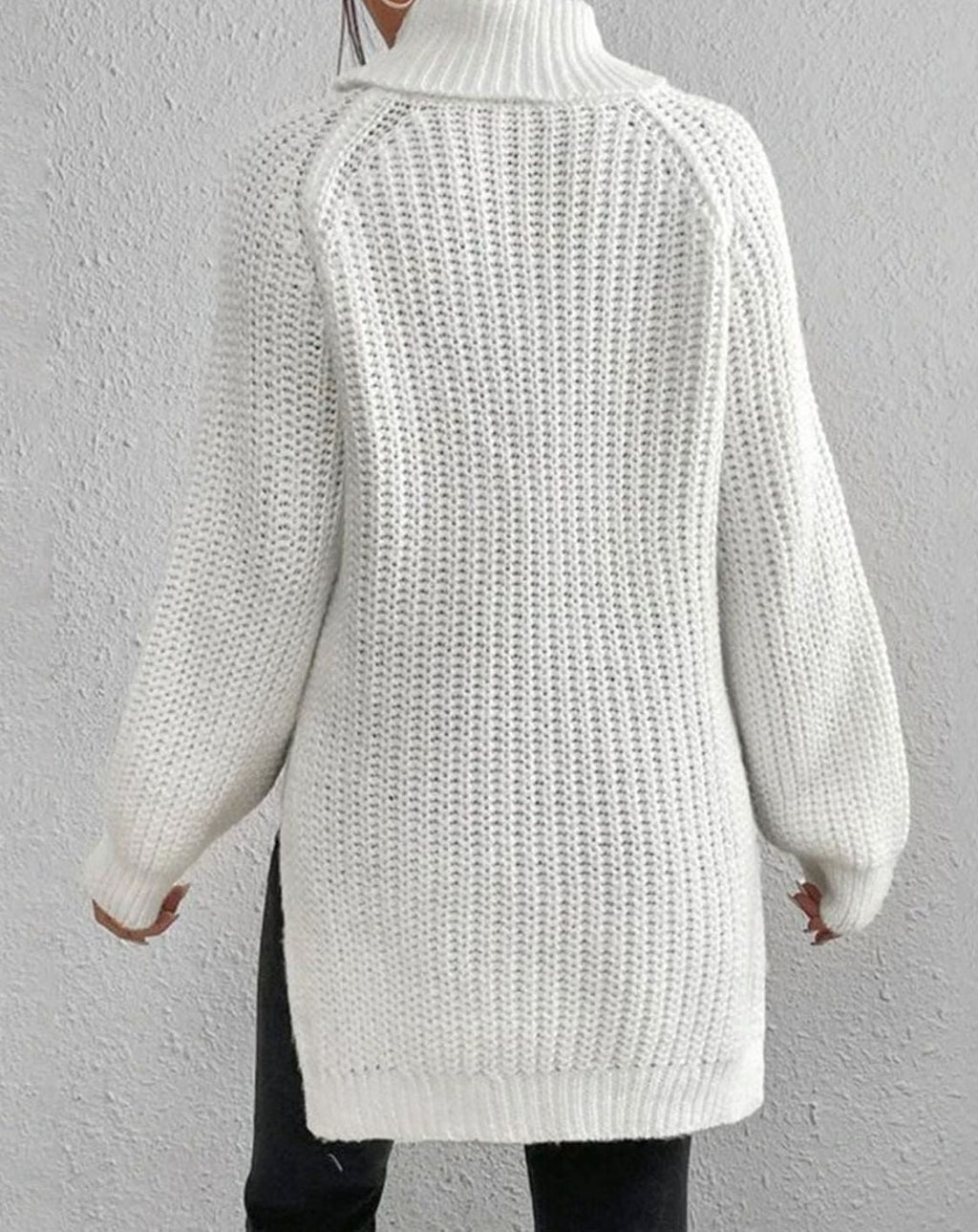 Women's Ribbed Turtleneck Chunky Knit Pullover - Burgundy