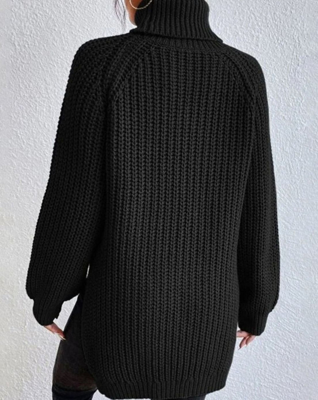 Women's Ribbed Turtleneck Chunky Knit Pullover