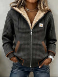 Women's Sherpa-Lined Hooded Quilted Jacket - Gray
