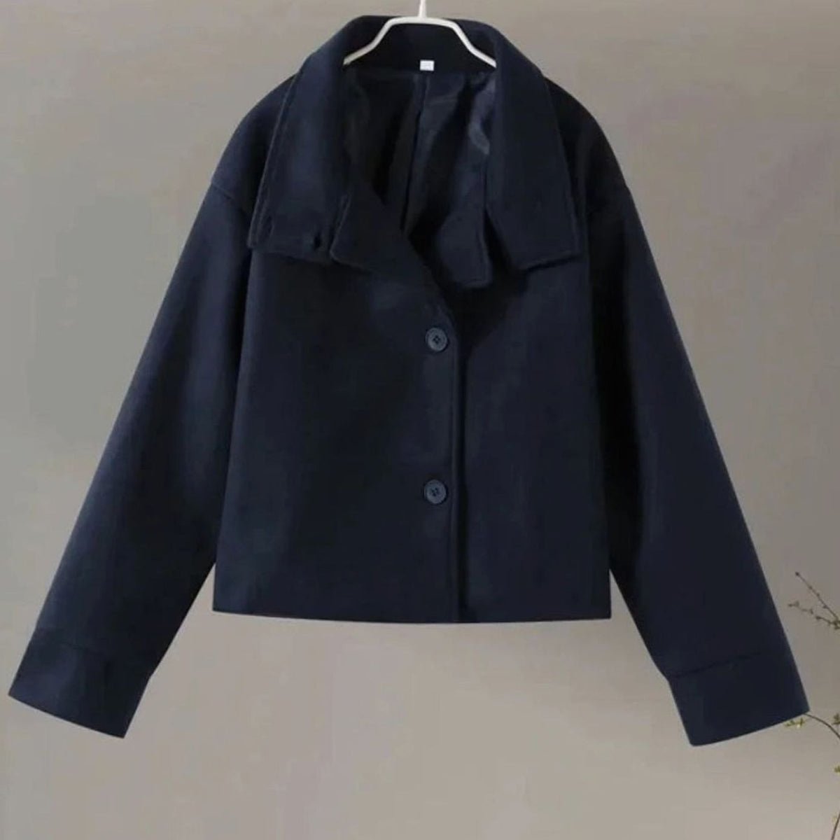 Women's Short Wool-Blend High Collar Button-Up Coat