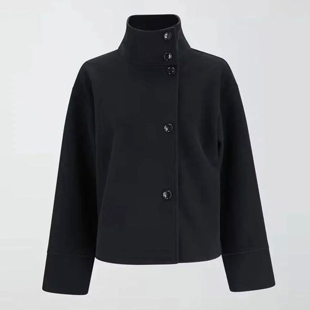 Women's Short Wool-Blend High Collar Button-Up Coat